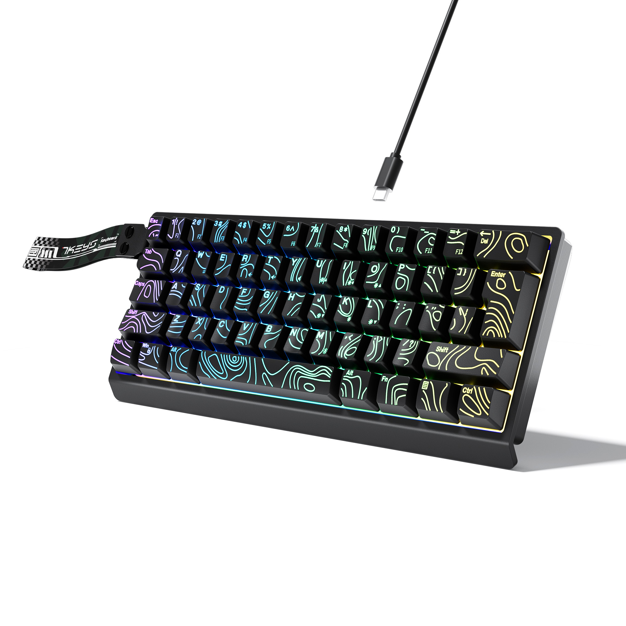 Keyboard Gaming Transparent - 60% 컴팩트 유선 키보드(RGB 백라이트 및