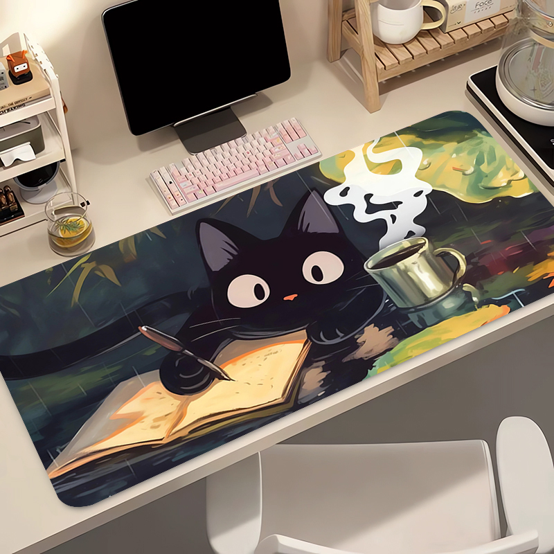 Gaming Keyboard And Mouse Pad - 귀여운 검은 고양이 실리콘 소프트 게이밍