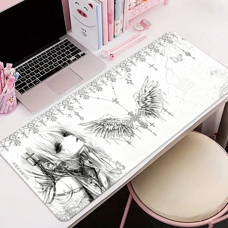 Gaming Keyboard And Mouse Pad - 가죽 마우스 패드 블랙 화이트 애니메이션