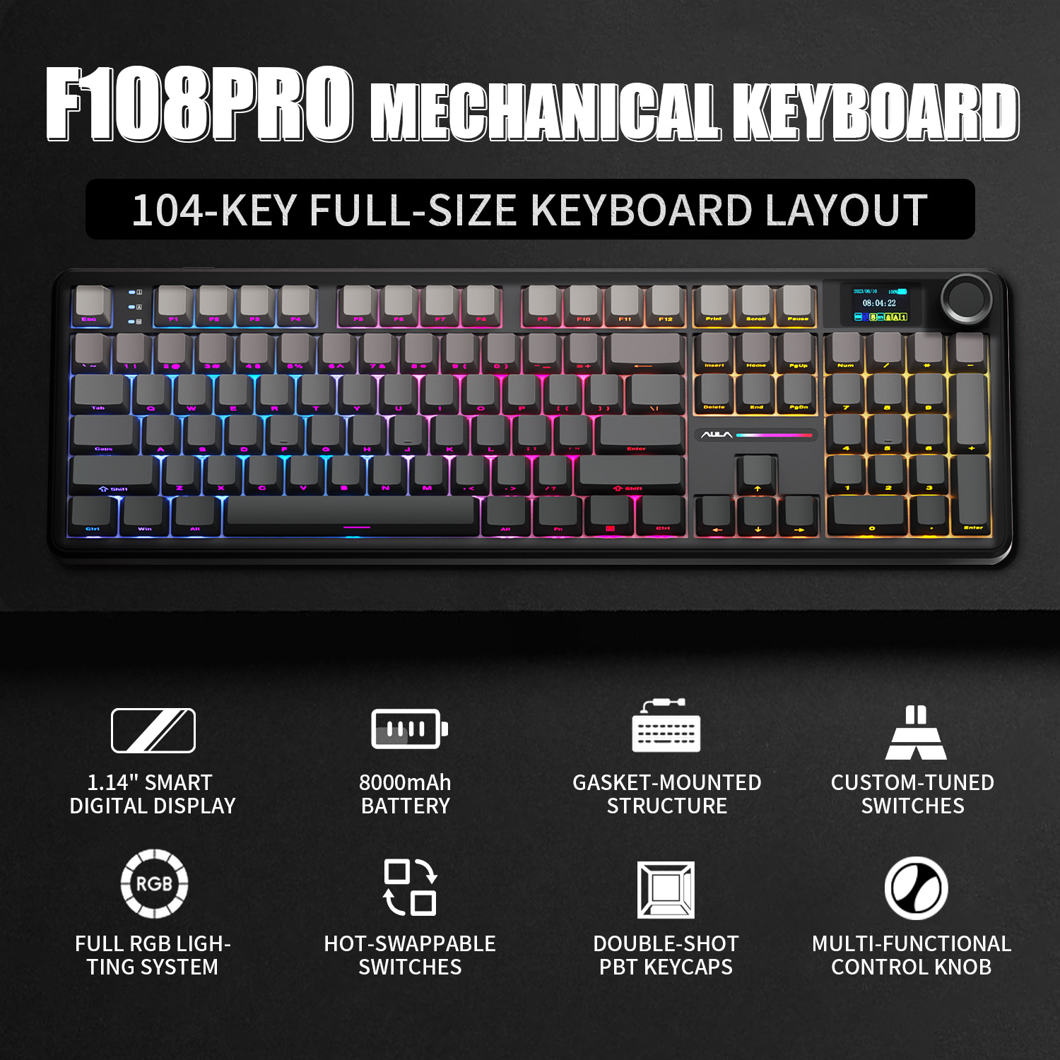 Keyboard Gaming Transparent - AULA F108 PRO 기계식 키보드 커스텀