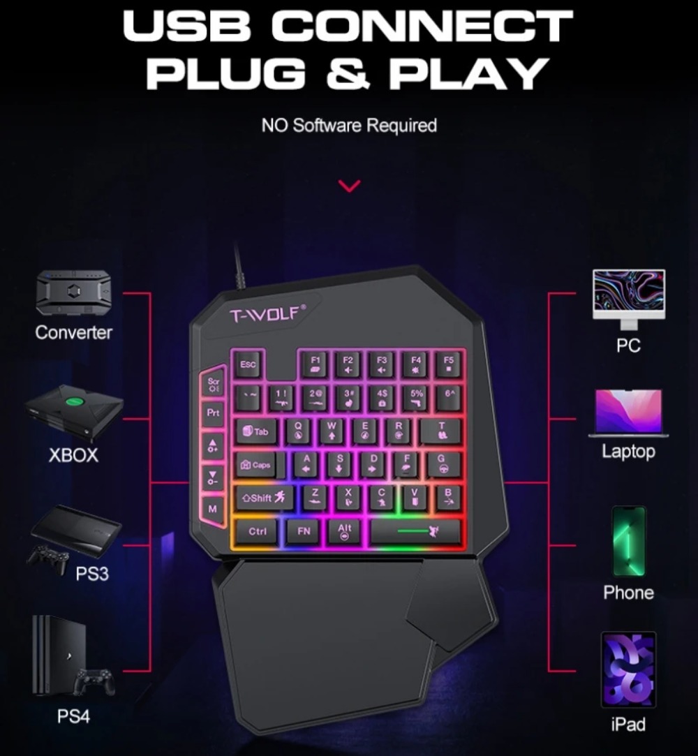 5 in 1 RGB 게이밍 키보드 마우스 콤보 한손 컨 - Gaming Keyboard And Mouse For Xbox 리뷰 및 가격