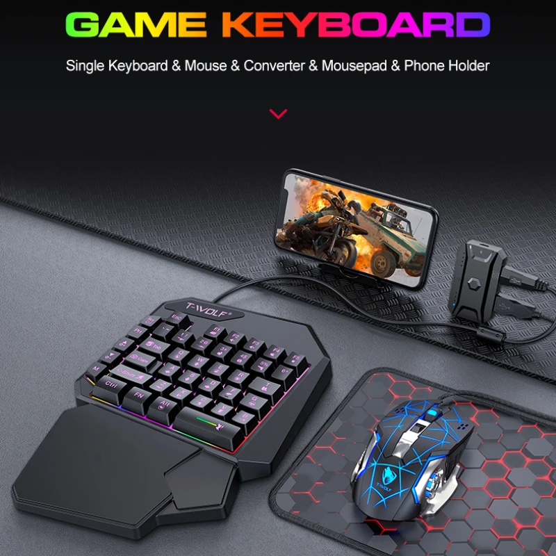 T-WOLF TF900 한 손으로 키보드 왕좌 세트 모 - Gaming Keyboard Mobile 리뷰 및 가격