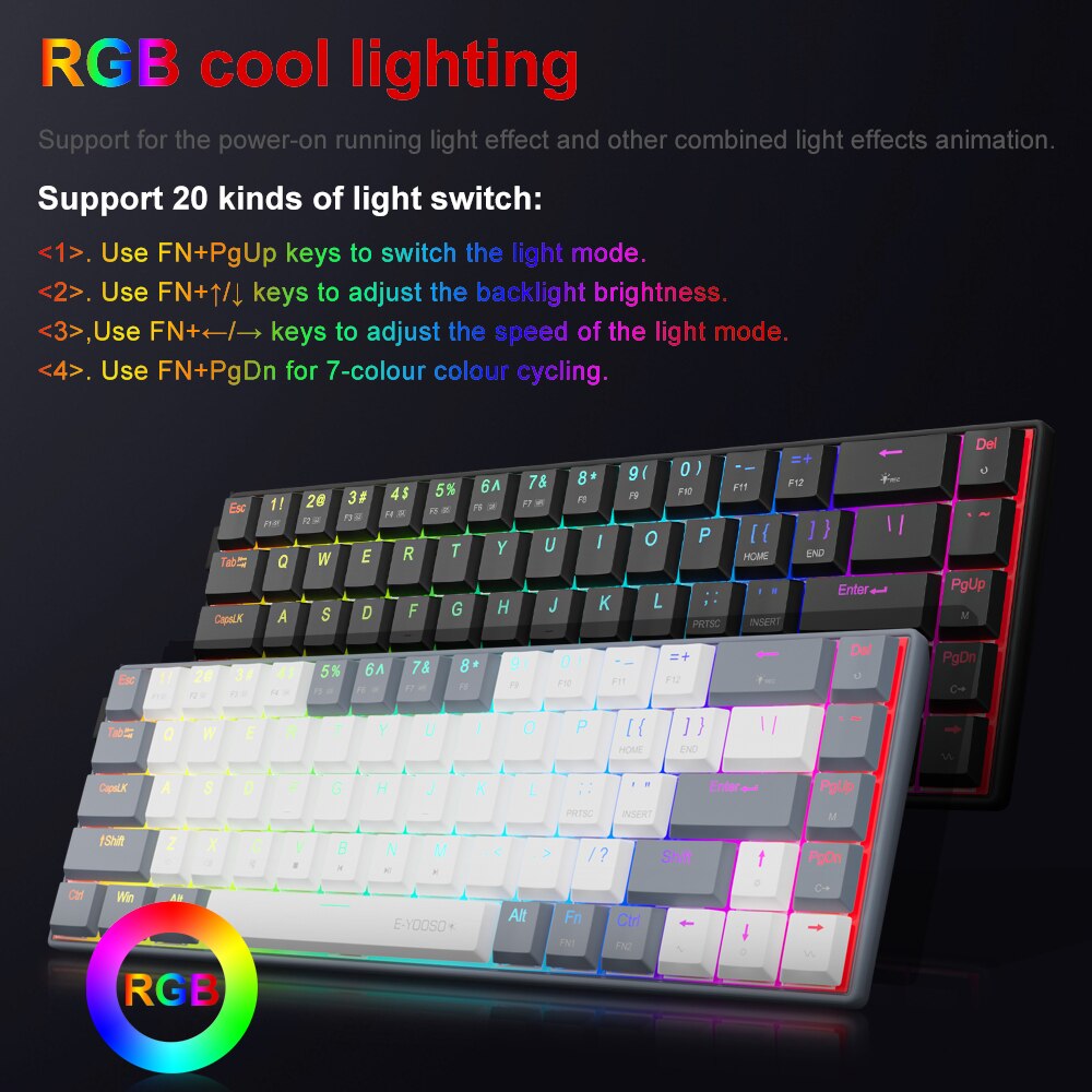 E-YOOSO RGB 미니 슬림 USB 유선 기계식 게 - Gaming Keyboard Mobile 리뷰 및 가격