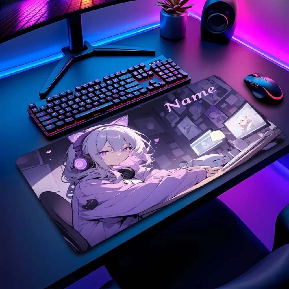 애니메이션 소녀 게이밍 대형 데스크 매트, 맞춤 이름  - Gaming Keyboard Name 리뷰 및 가격