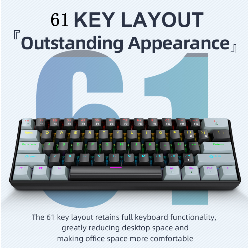 K61 유선 기계식 게이밍 키보드, 60% 61키 미니 - Keyboard Gaming Blue Switch 리뷰 및 가격