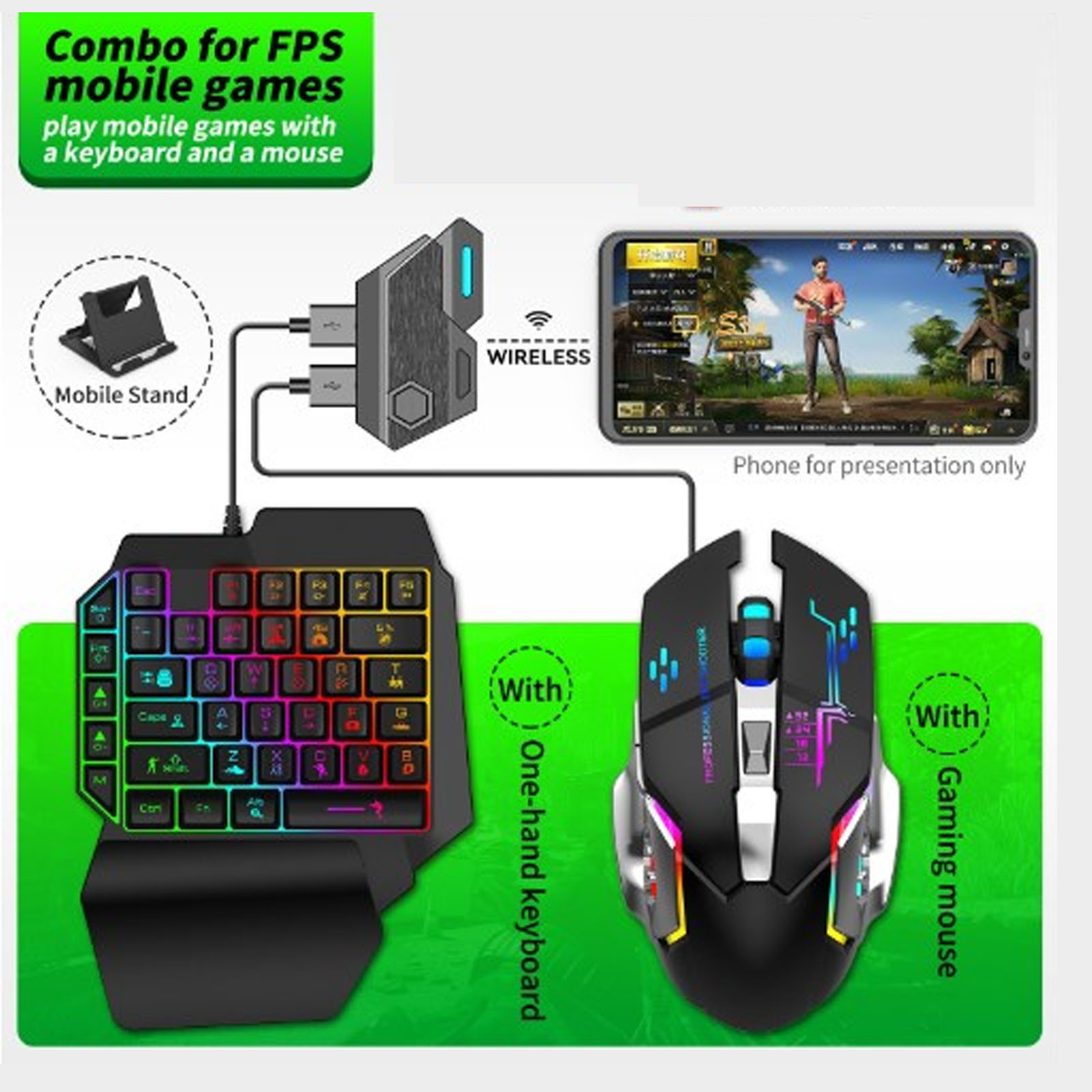 모바일 게임 콤보 팩 블루투스 연결 단일 핸드 키보드  - Gaming Keyboard Mobile 리뷰 및 가격