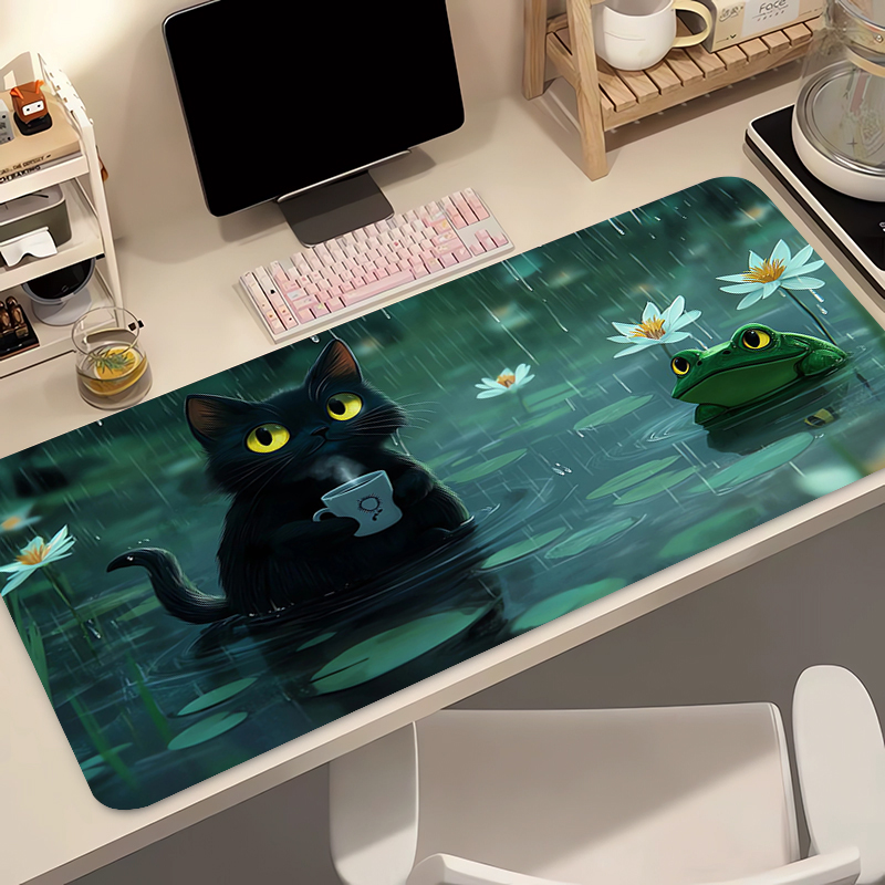 귀여운 검은 고양이 실리콘 소프트 게이밍 마우스 패드  - Gaming Keyboard And Mouse Pad 리뷰 및 가격
