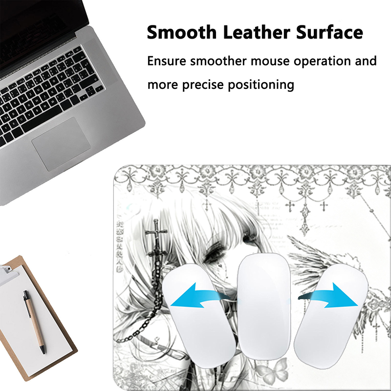 가죽 마우스 패드 블랙 화이트 애니메이션 미학 천사 소 - Gaming Keyboard And Mouse Pad 리뷰 및 가격